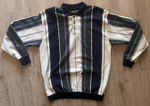 Vintage Knights of Round Table Long Sleeve Striped Polo Shirt (Size 2XLT)